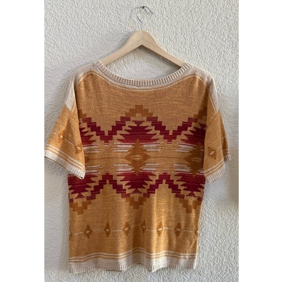 Pendleton Southwestern Top Pullover Cotton Knit Aztec Boho Relaxed Medium - Picture 3 of 9